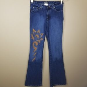 Bebe Ibis Floral Applique Jean's, size Small
